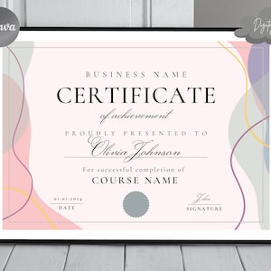 Editable Certificate of Completion, Training Certificate Template, Printable Certificate of Appreciation, Instant Digital Download. TDS-10
