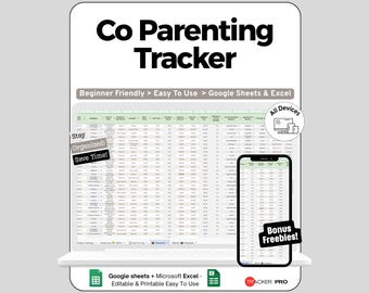 Co Parenting Spreadsheet Google Sheets Template, Custody Schedule & Shared Expense Tracker, Communication Log and Monthly Summary, Editable