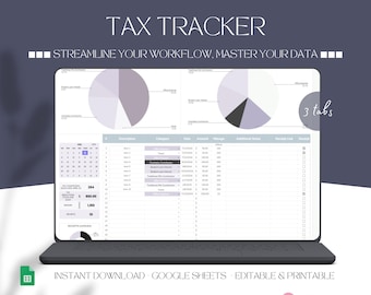 Hoja de cálculo de Excel para el seguimiento de deducciones fiscales, lista editable de deducciones fiscales, planificador y organizador de impuestos, hojas de cálculo de Google para la preparación de impuestos de pequeñas empresas.