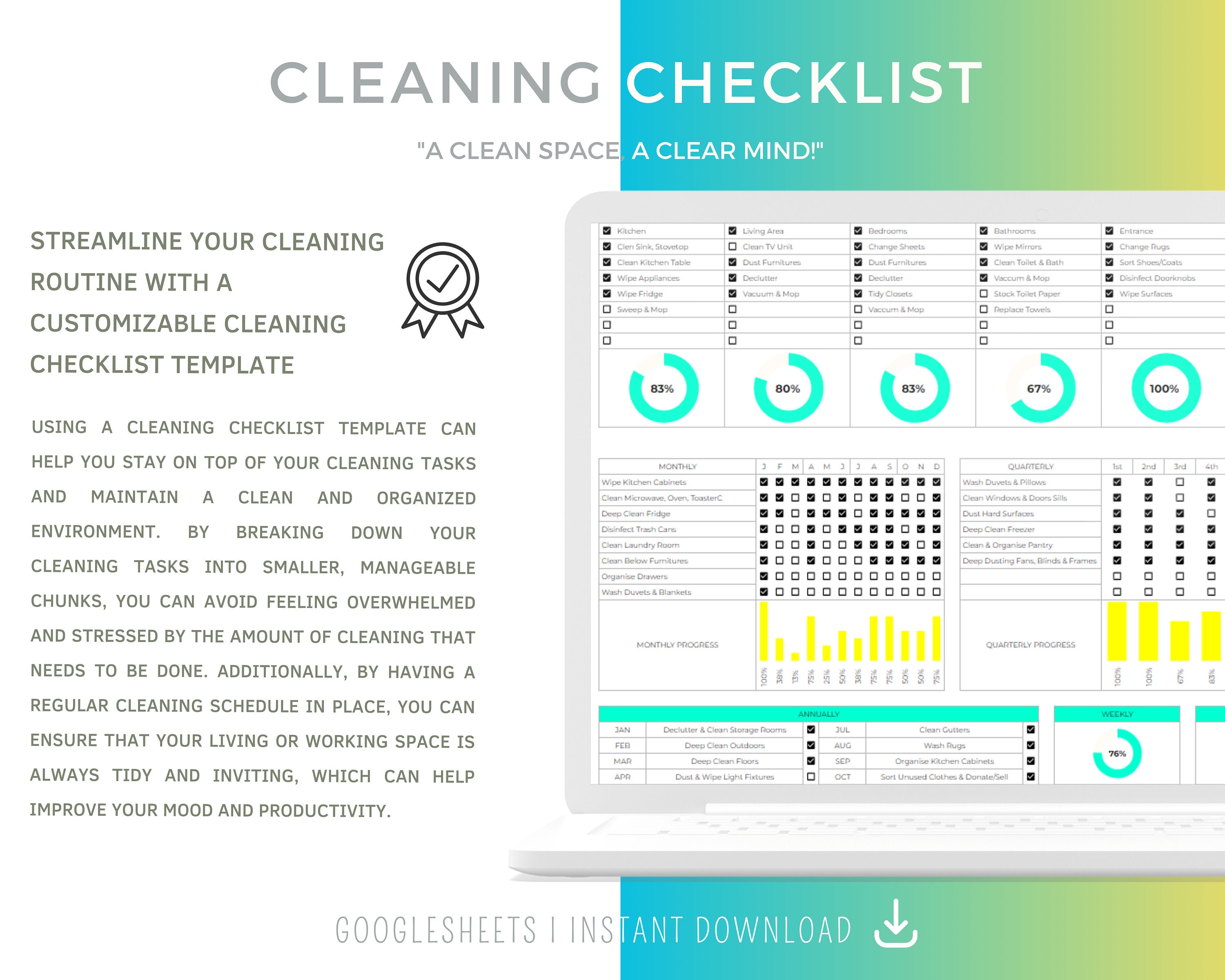 Cleaning List for Short Term Rental Property, Vacation Rental Cleaning Checklist, Printable
