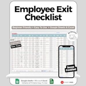 Checklist voor het vertrek van medewerkers, personeelsbeheer, Excel-spreadsheet voor het afhandelen van uitdiensttredingen, exit-tracker, sjabloon voor beëindiging van dienstverband in Google Sheets