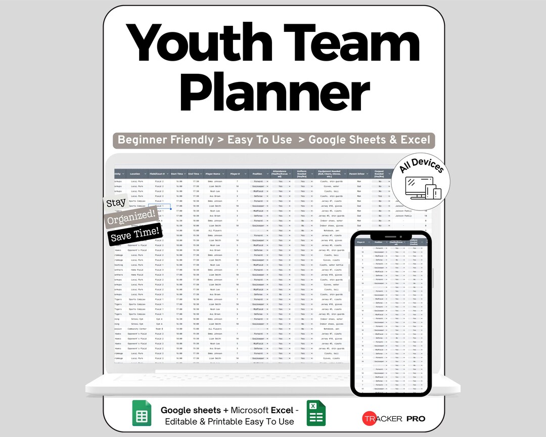 8u Game Day Roster Sheet.pdf Youth Sports Team Roster and Game Schedule Excel Google Sheets, Track ...