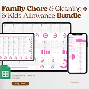 Bundle Family Chore Chart Allowance Google Sheets Planner, Cleaning ...