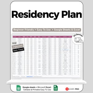 Residency Application Organizer Google Sheets Track Interviews Deadlines Documents Match Program Planning Log