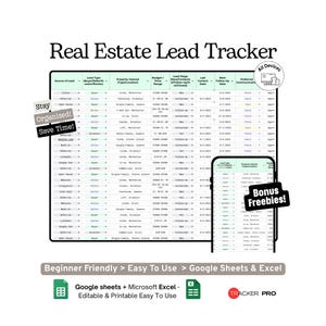 Real Estate Lead Tracker Google Sheets Template (Client Leads, Buyer and Seller Contact Management Spreadsheet for Realtors)