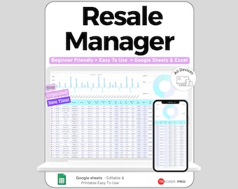Reseller Spreadsheet Google Sheets Template, Reselling Inventory & Profit Tracker for eBay Poshmark Mercari, Flipping Profit Log, Editable