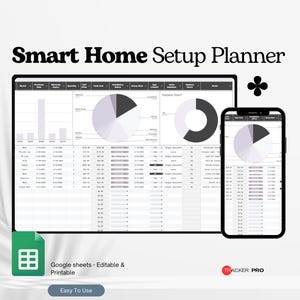 Planificador de configuración de casas inteligentes (Hojas de cálculo de Google) | Rastreador de dispositivos inteligentes | Plantilla de inventario de domótica