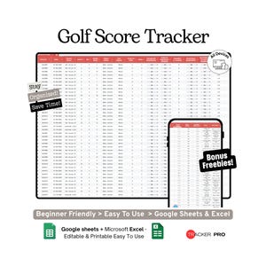 Golf Scorecard and Handicap Excel Google Sheets, Track Golf Rounds, Scores, Course Stats, Handicap Progress, Performance, Golf Log Planner
