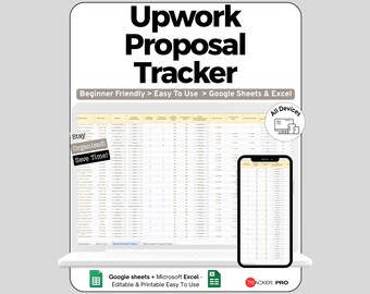 Planilha do Excel e do Google para Propostas de Projetos do Upwork e Freelancer: acompanhe propostas, clientes, projetos, prazos, pagamentos e gerencie seu negócio freelancer.