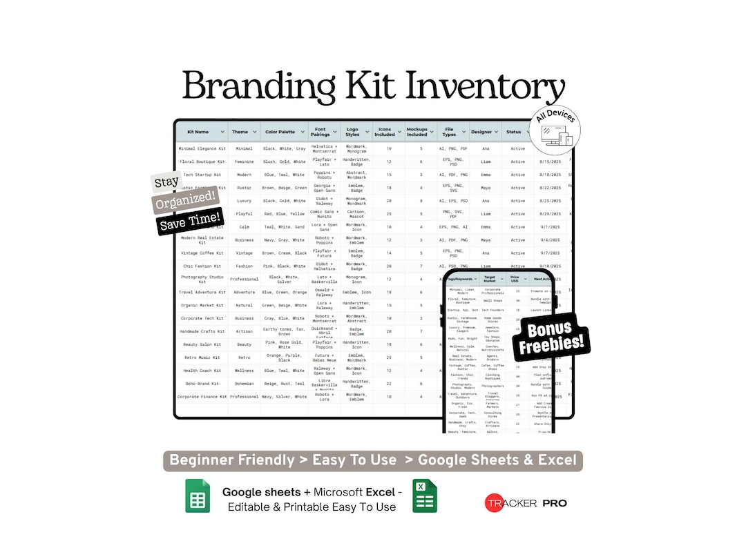Branding and Logo Kit Inventory Google Sheets Template (logos, Brand ...