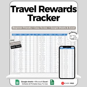 Google Sheets-Dashboard für Reisepunkte und Prämien: Treuepunkte, Flugmeilen, Hotelprämien, Reisekreditkarten und Urlaubsplanung verwalten