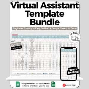 Sjabloonbundel voor virtuele assistenten, sjabloon voor social media managers, tools voor persoonlijke assistenten, planner voor freelancers