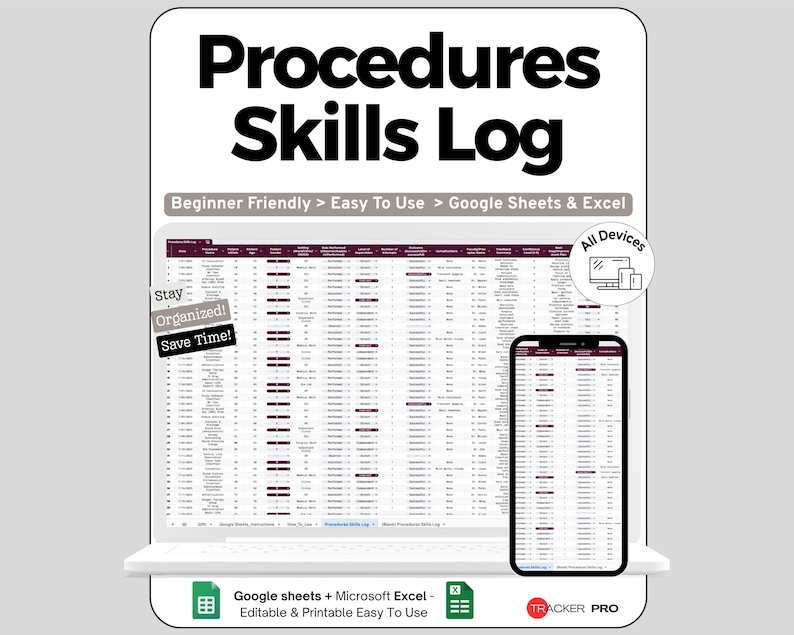 Clinical Procedures Skills Log Google Sheets , Track Medical Skills ...
