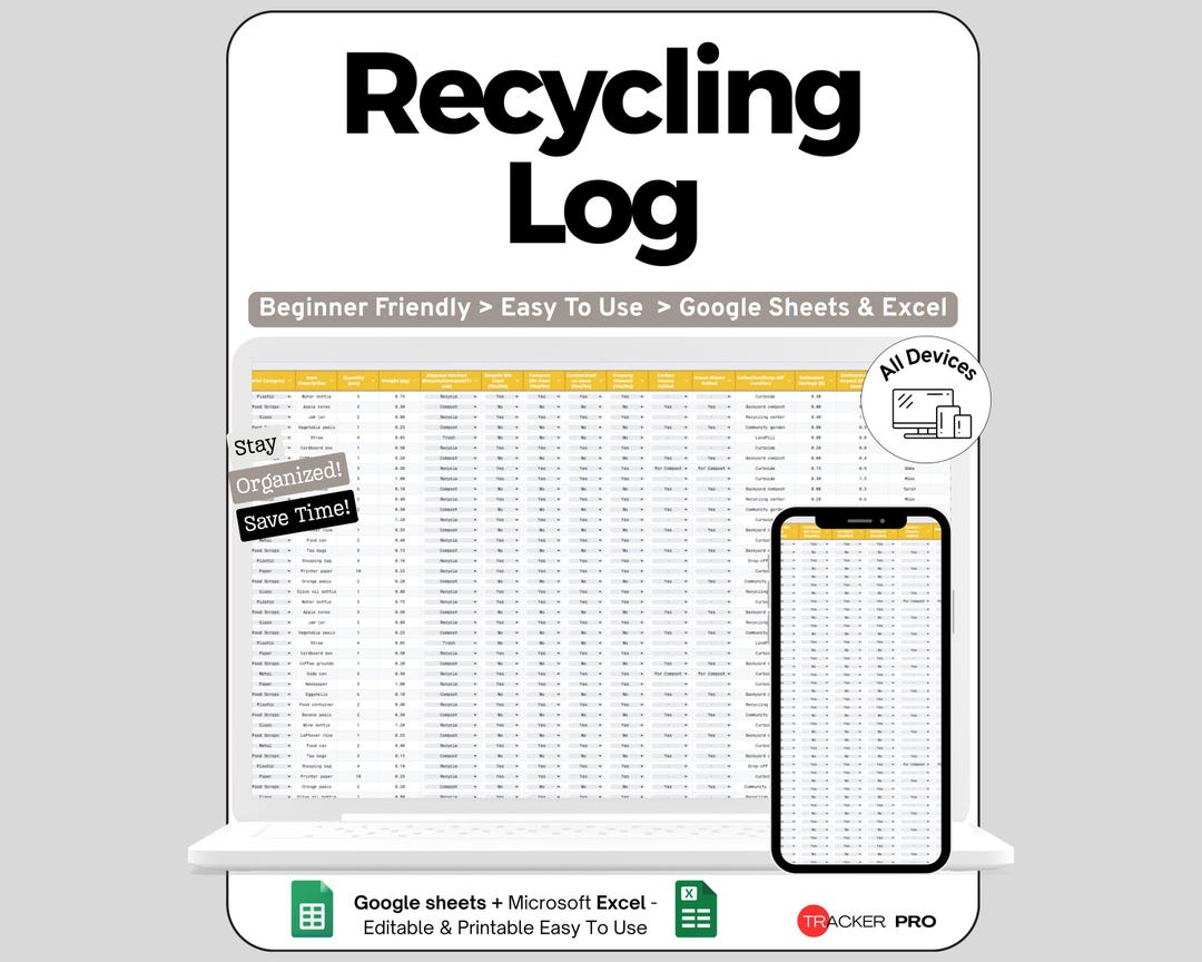 Recycling and Compost Sorting Log Google Sheets, Track Recycling Bins ...