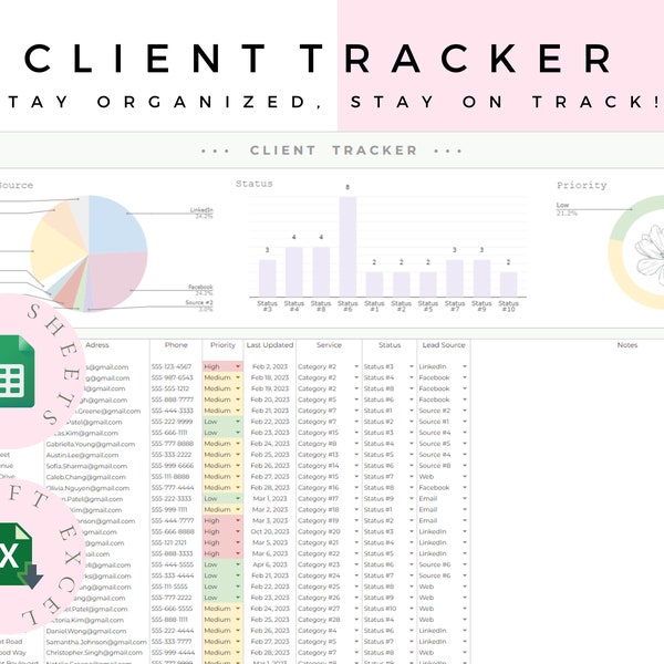 Excel Client Tracker Dashboard - Etsy