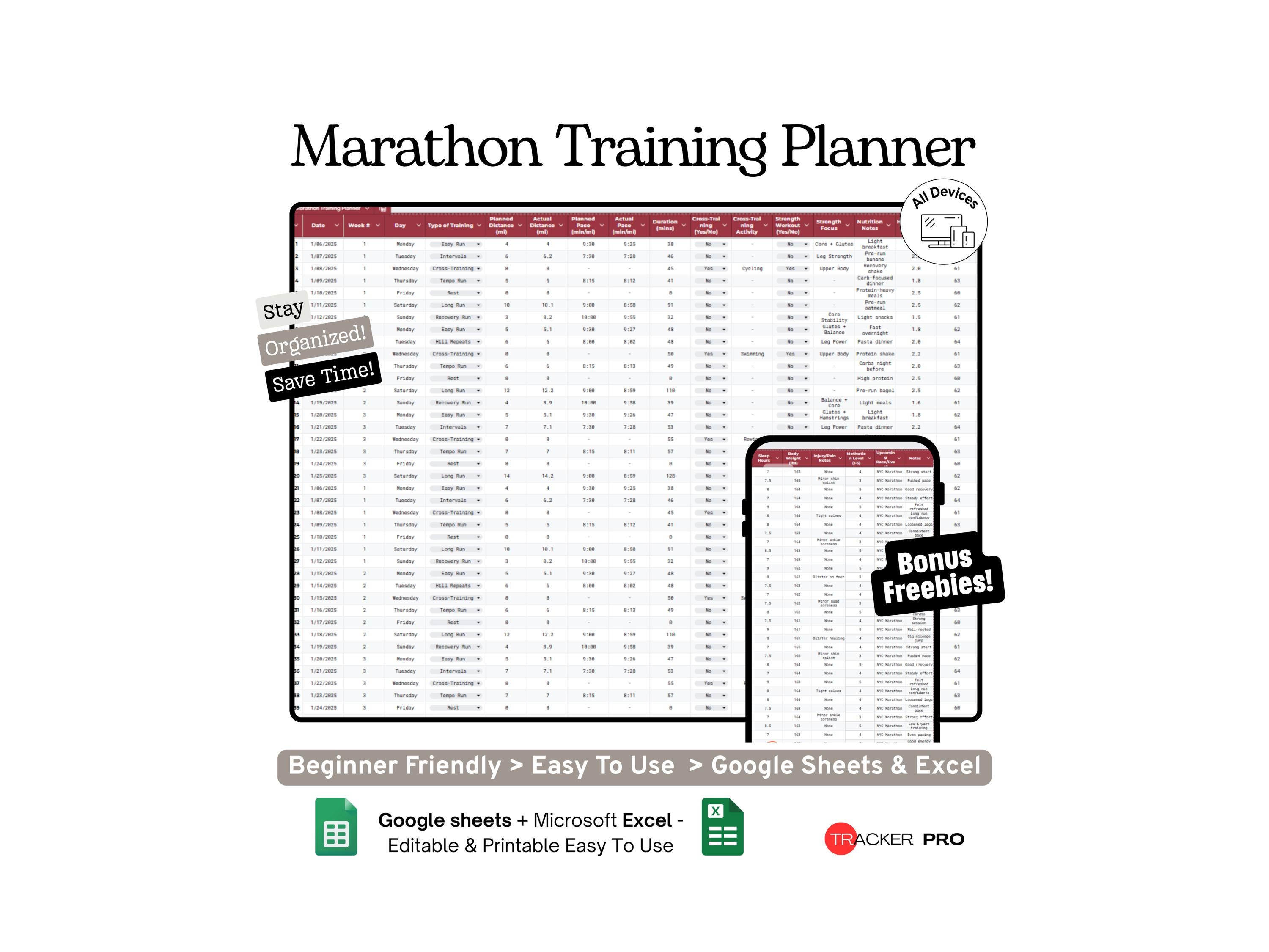 Marathon Training Program Spreadsheet Google Sheets, Mileage Plan ...