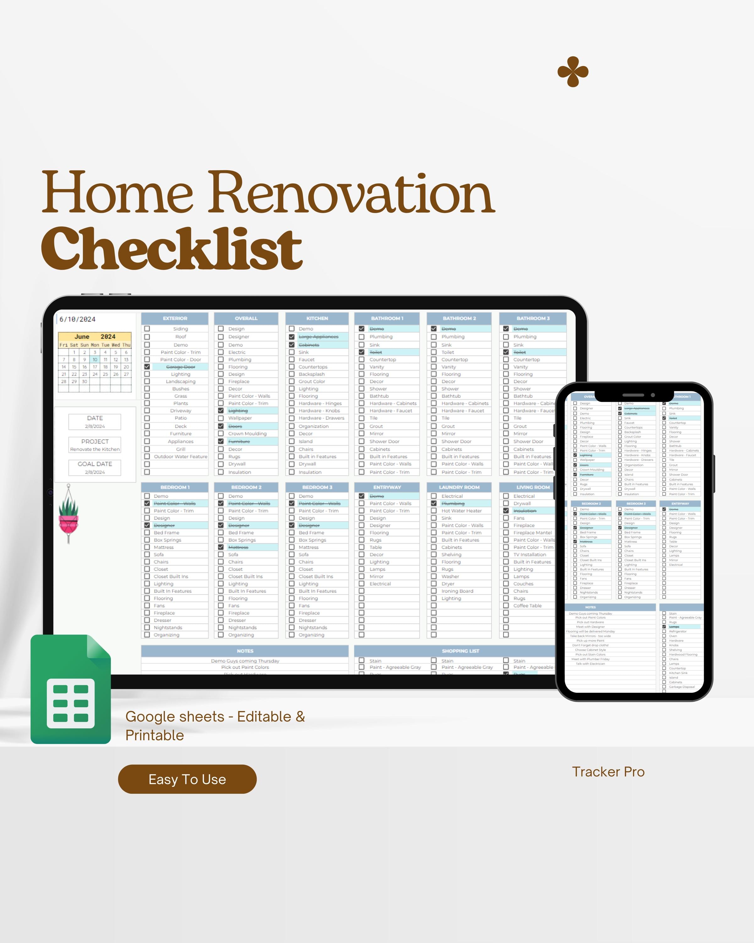 Home Remodel Checklist, Kitchen Renovation, Bathroom Renovation ...