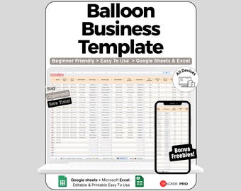 Balloon Business Bundle Google Sheets Template, Event Pipeline & Quote Calculator, Balloon Supply Inventory and Per Event Profit Tracker