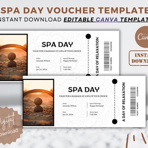 Spa Day Coupon Editable Last Minute Gift Coupon Template Canva Voucher Gift For Girlfriend Printable Spa Coupon Custom Gift Editable Voucher