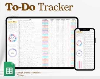 Plantilla de lista de tareas en hoja de cálculo de Google Sheets, rastreador de tareas semanales y diarias, planificador de productividad digital, lista de tareas pendientes, lista de verificación, cerebro con TDAH