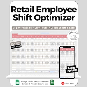 Shift Schedule Spreadsheet for Google Sheets and Excel Employee Tracking Hour Monitoring and Payroll Dashboard