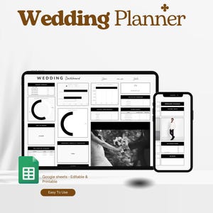 Wedding Planner Spreadsheet, Wedding Budget Expenses Tracker, Wedding Guest List RSVP Tracker, Wedding Itinerary, To Do List Seating Plan