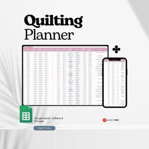 Quilting Planner Google Sheet, Quilt Tracker Template, Quilt Planning Excel Spreadsheet, Quilt Projects, Sewing Organizer, Project Tracker