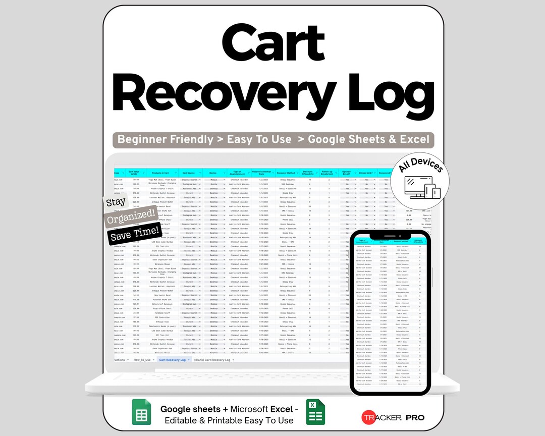 Shopify Abandoned Cart Recovery Log Google Sheets, Track Abandoned ...