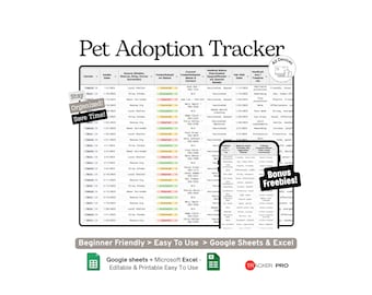 Google Sheets-Vorlage zur Nachverfolgung von Tieradoptionen und -pflege (Tabellenkalkulation für Tierheim-, Tierpflege- und Adoptionsanträge)