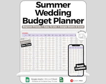 Wedding Budget Spreadsheet Google Sheets Template, Vendor Payment Tracker & Guest List Cost Planner, Wedding Expense Log and Checklist, Log
