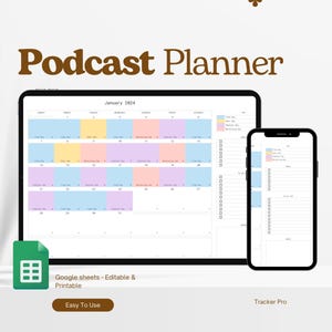 Podcast Planner Spreadsheet Template Google Sheets, Podcast Checklist Excel Spreadsheet, Content Creation Sheet, Social Media Planner Bundle