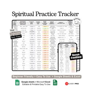 Vorlage für ein persönliches Tagebuch spiritueller Praxis (Google Sheets) – Meditation, Gebet, Rituale und tägliche Reflexion (Excel-Tabelle)