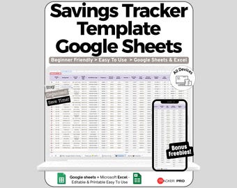 Savings Tracker Spreadsheet Google Sheets Template, Multiple Savings Goals with Progress Bars & Target Dates, Emergency Fund Planner, Log