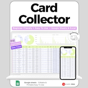 Trading Card Collection Tracker Google Sheets Template, Sports Card Inventory Spreadsheet, Card Collecting Log, Value and Grading, Editable