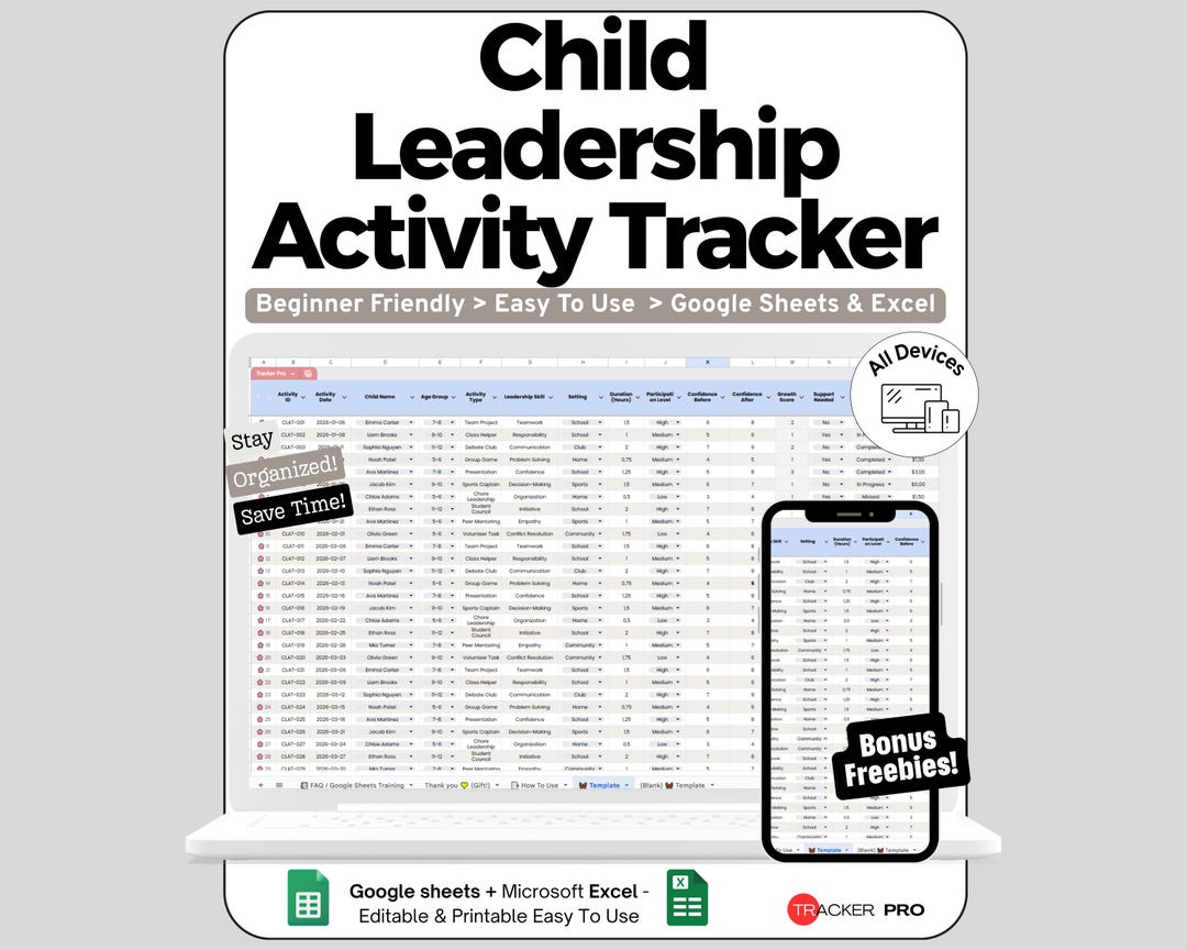 Leadership Activity Spreadsheet for Google Sheets and Excel Club ...