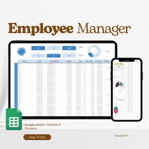 Vorlage für ein HR-Mitarbeiter-Dashboard, Mitarbeiterinformationen für Google Sheets, Mitarbeiter-Info-Tracker, Mitarbeiterdatenbank