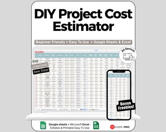 DIY Budget Spreadsheet for Google Sheets and Excel Home Project Cost Calculation Dashboard
