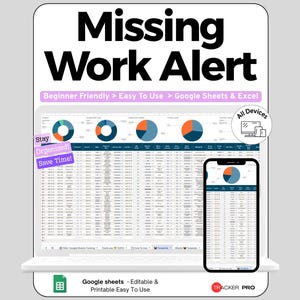 Student Missing Work Auto Alert Sheet Google Sheets, Teacher Assignment Tracker, Missing Assignment Log Spreadsheet for Classrooms
