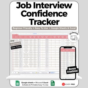 Interview Tracker Spreadsheet for Google Sheets and Excel Confidence Scoring Feedback Logging and Job Prep Dashboard