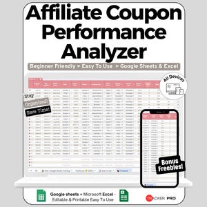 Affiliate Coupon Spreadsheet for Google Sheets and Excel Code Tracking Revenue Monitoring and Partner Dashboard