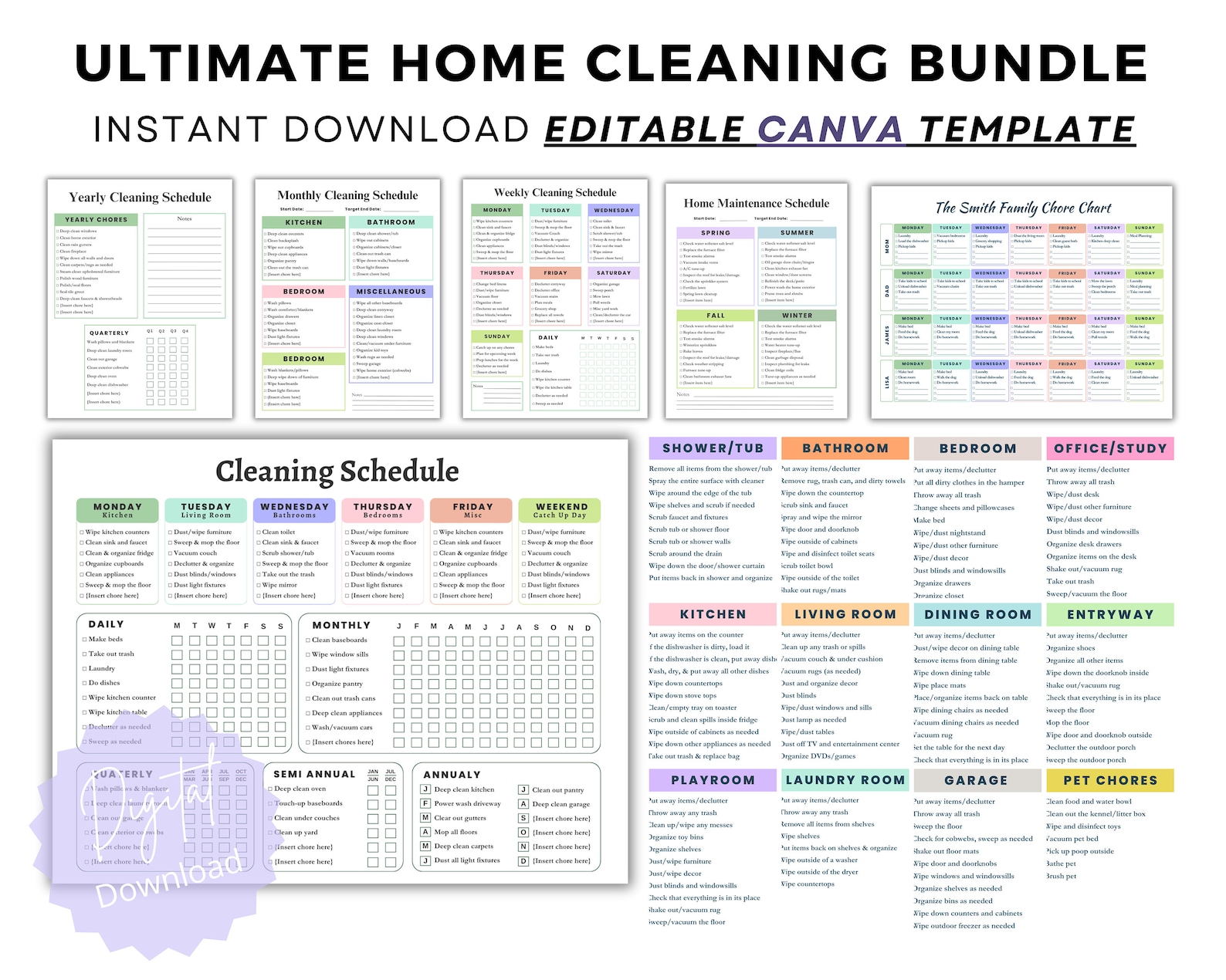 Ultimate Cleaning Schedule Bundle Editable,cleaning Planner Bundle ...