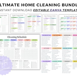 Ultieme schoonmaakschemabundel bewerkbaar, schoonmaakplannerbundel, wekelijks, maandelijks, jaarlijks schoonmaakchecklist, 30 ontspullen, familiekarweienschema