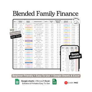 Blended Family Co-Parenting Financial Tracker Google Sheets, Custody Expenses, Budget and Child Support Spreadsheet for Families, Excel