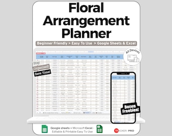 Floral Arrangement Planner, Florist Business Template, DIY Wedding Floral Bouquet Planning, Floral Templates, Flower Arrangement Template