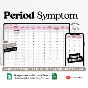 Period Symptom and Birth Control Log Google Excel, Cycle Tracker, Hormone Health Journal, Birth Control Pill Log, Fertility Google Sheets