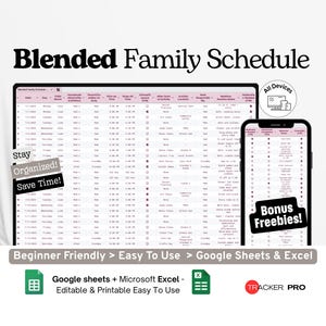Blended Family Schedule Organizer Google Excel, Co-Parenting Custody Calendar, Family Activity Log, Shared Parenting Google Sheets Sheet
