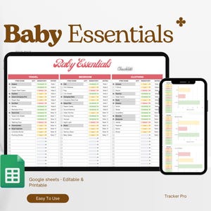 Baby Essentials Checklist Google Sheets, Baby Registry Checklist, Newborn Must Haves, New Mom Planner, Baby Shower Planning, Excel Editable image 2