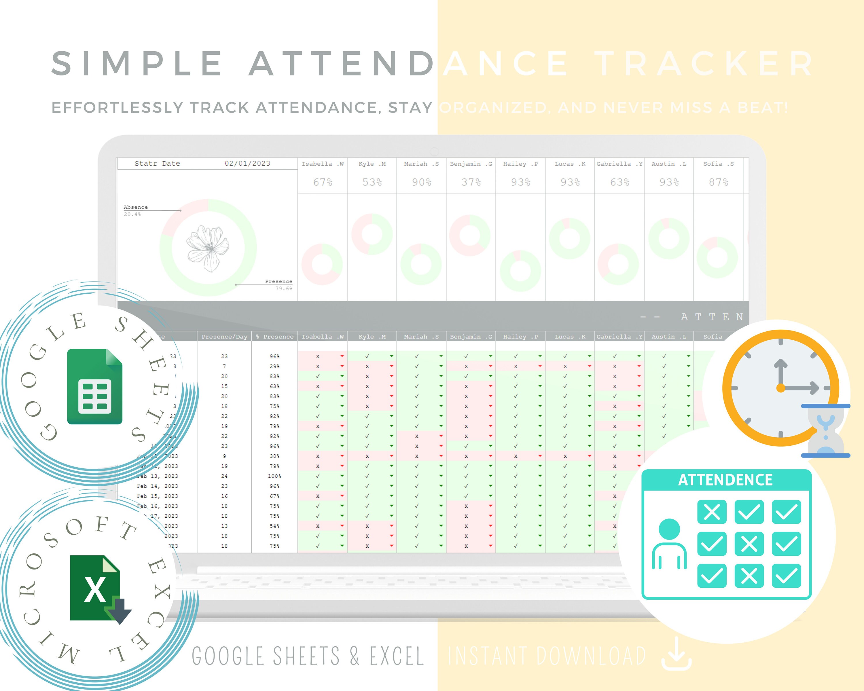 Attendance Tracker, Absent Tracker, Employee Attendance, Student ...