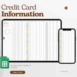 Credit Card Expense Tracker for Google Sheets & Excel, Credit Utilization Manager, Budget Tracking Spreadsheet, Digital Budget Planner