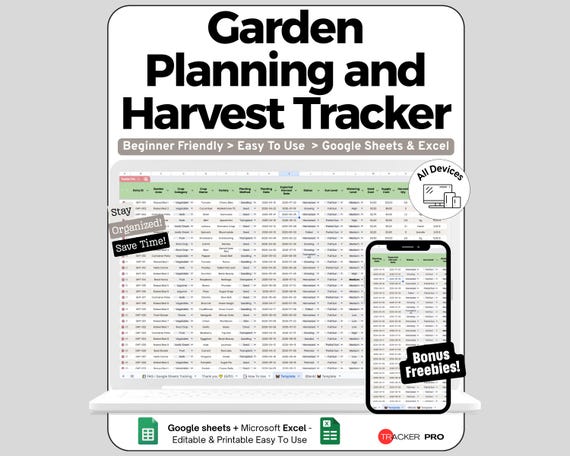 Garden Planner Spreadsheet for Google Sheets and Excel Planting Schedule and Harvest Dashboard